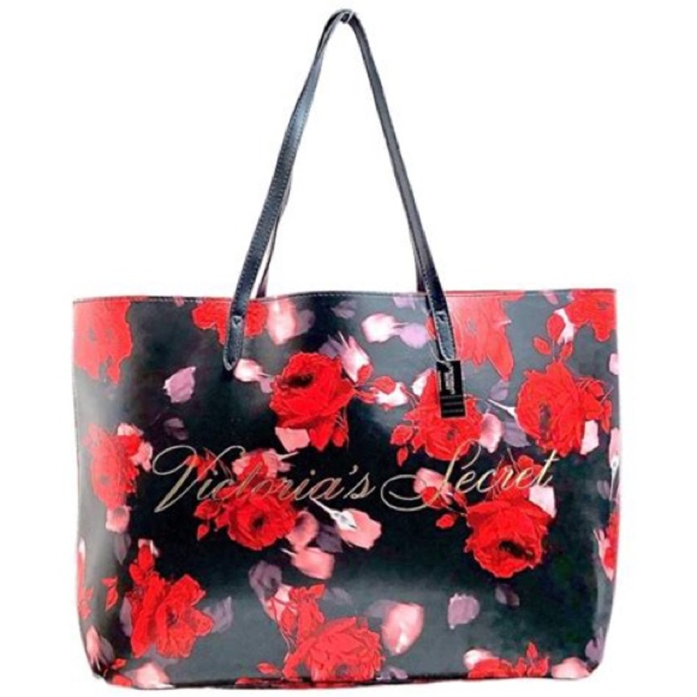 Black Victorias Secret Bag With Beautiful Red Roses On It